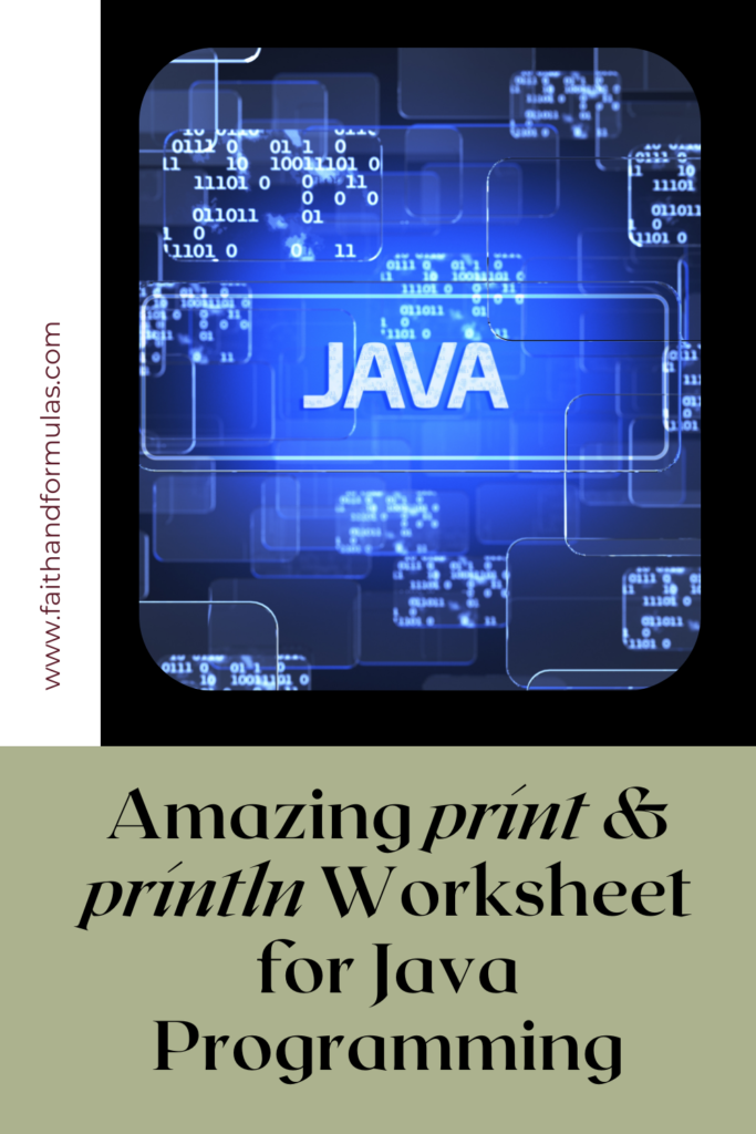 print & println worksheet for java programming