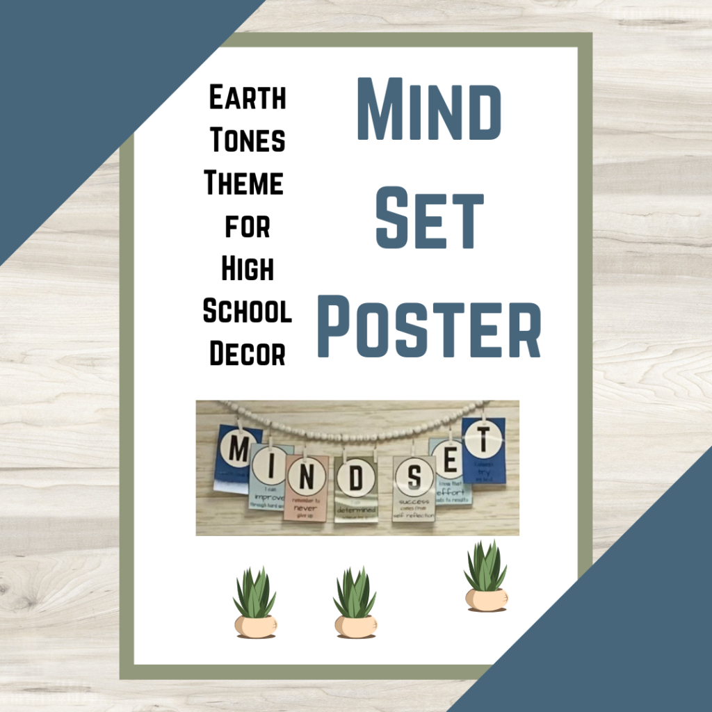 earth tones math classroom decorations with mindset poster