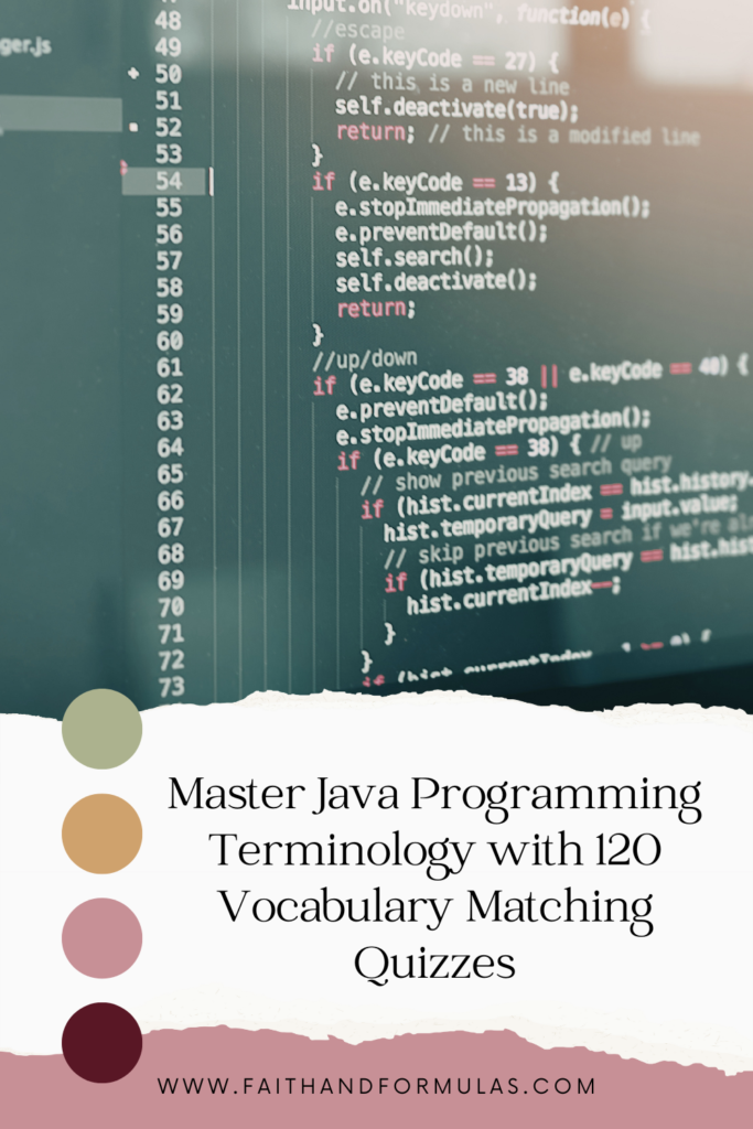 Master Java Programming Terminology with 120 Vocabulary Matching Quizzes