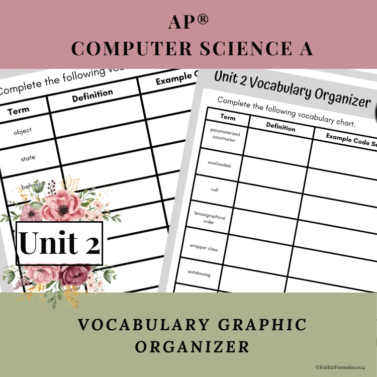 unit 2 vocabulary organizer - Object Usage