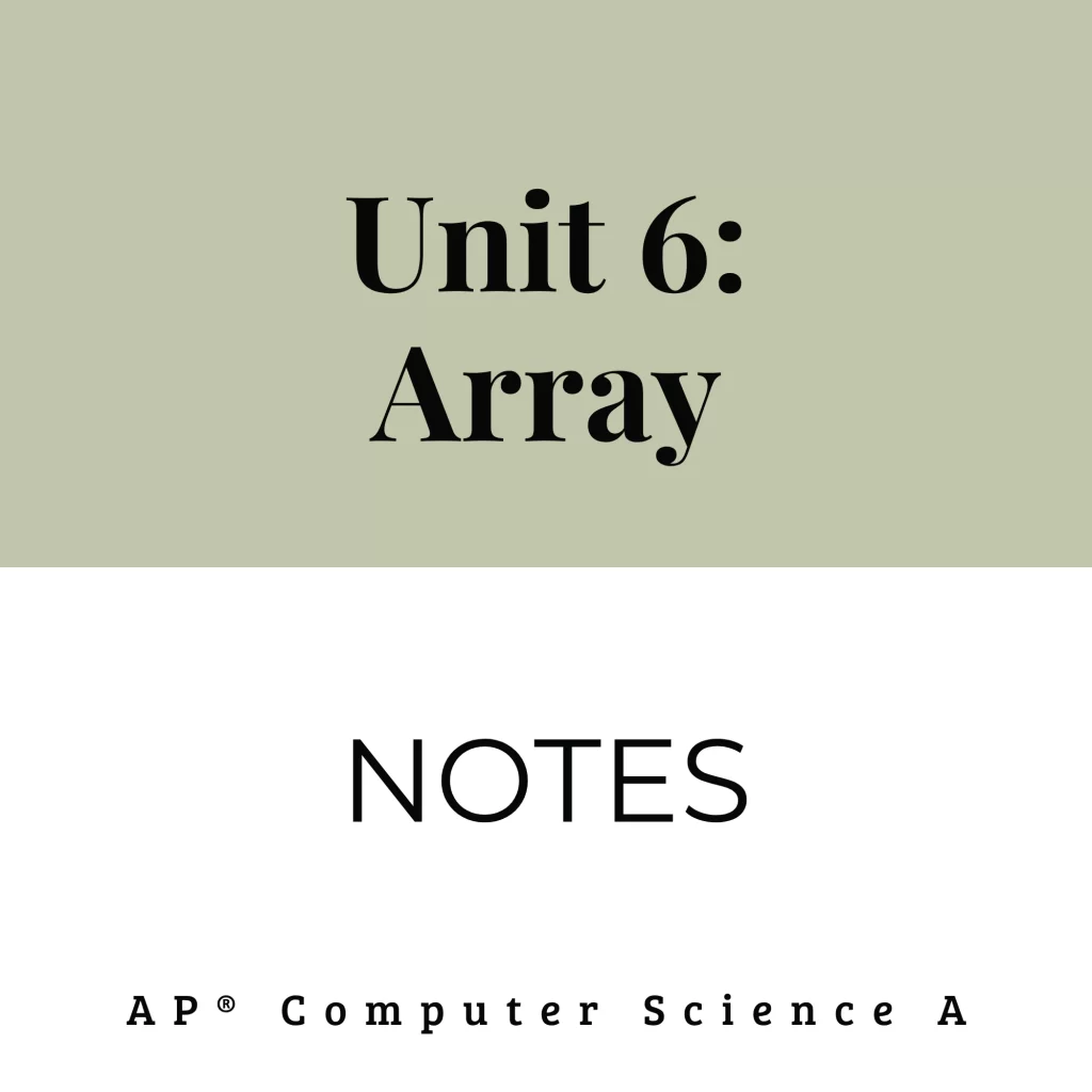 ap computer science a: unit 6 arrays notes