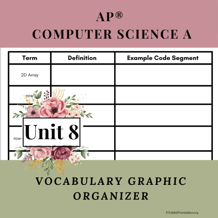 unit 8 vocabulary for ap computer science a - 2D arrays