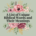 a list of unique biblical words and their meanings